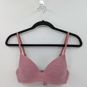 Victoria's Secret Bra Women's 32B Pink Stripes No Wire Wireless